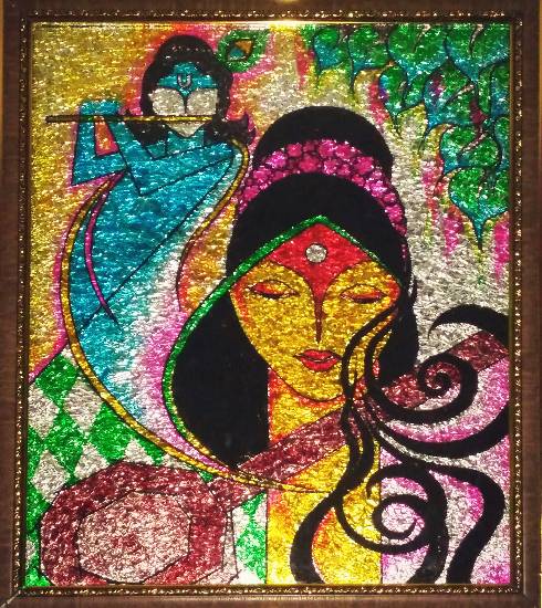 Painting by Uma Maharana - Meerabai's devotional love for Lord Krishna