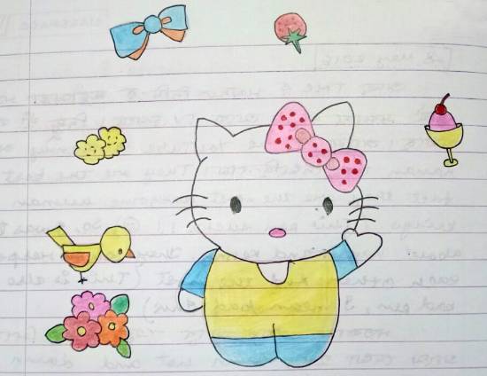 Painting by Tithi Mukhopadhyay - Hello Kitty