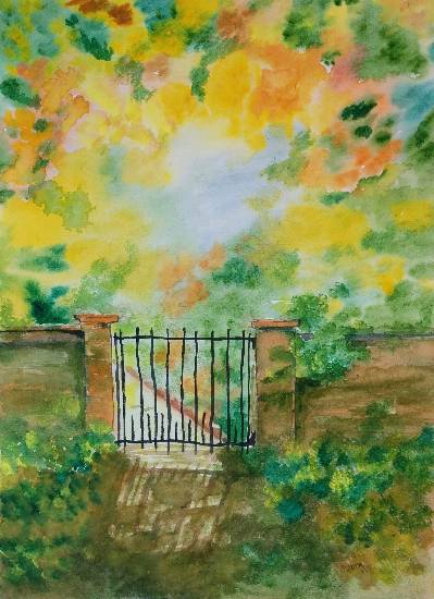 Painting by Narendra Gangakhedkar - Garden Gate
