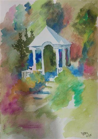 Painting by Narendra Gangakhedkar - Garden Sit out
