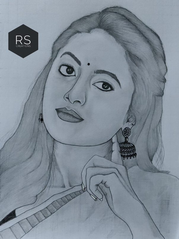 Painting by Vattam Rajesh - Potrait sketch of Priyanka Arul Mohan