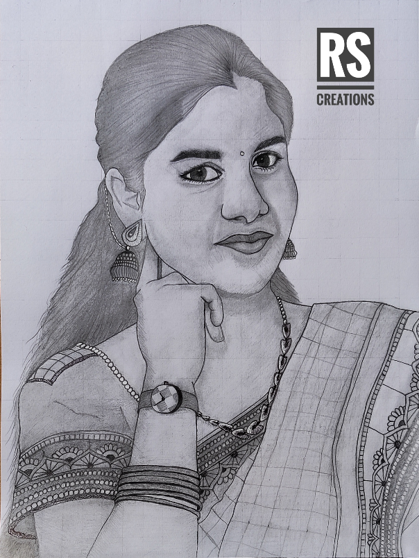 Artwork by Vattam Rajesh - Potrait sketch of latha