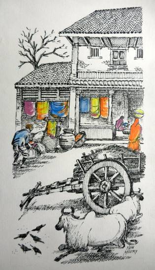 Painting by Natubhai Mistry - Cart