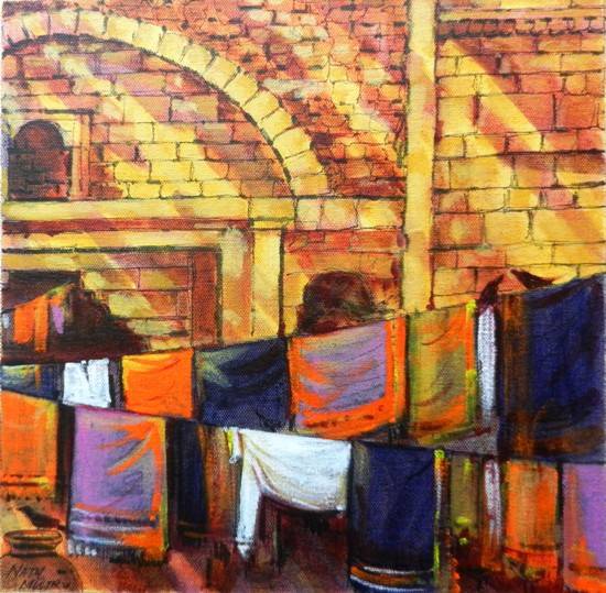 Painting by Natubhai Mistry - Ruins - 1