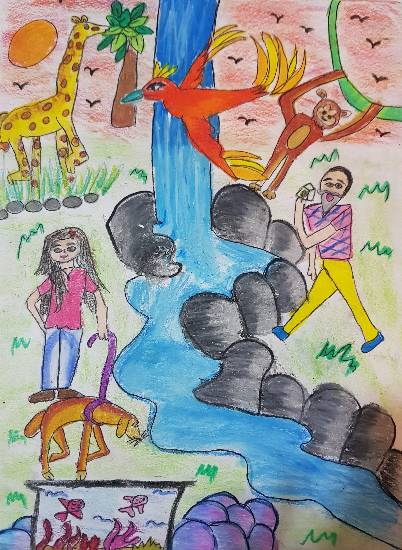 Painting by Mehek Gaurav Maini - At the zoo