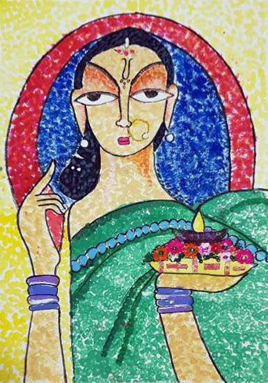 Painting by Mehek Gaurav Maini - Beautiful Devotee