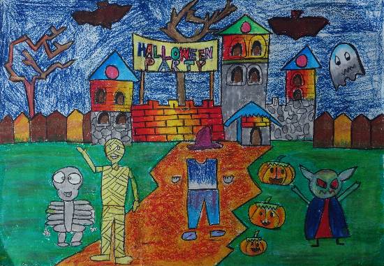 Painting by Prisha Harshit Patel - Halloween