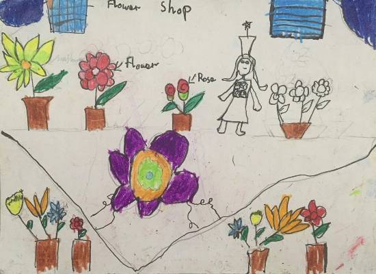 Painting by Aashvi Ashutosh Karle - Flower Shop