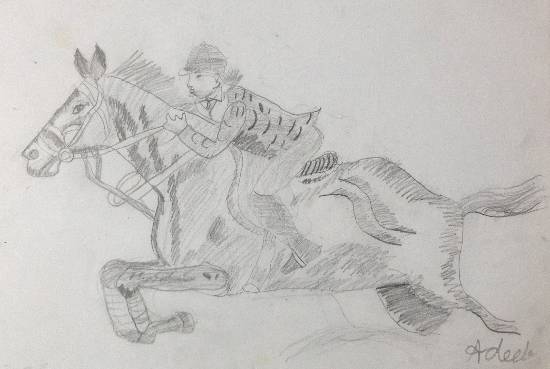 Painting by Adeeb Singh - Rider on a horse