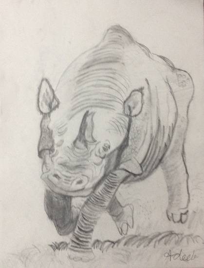 Painting by Adeeb Singh - The Rhino