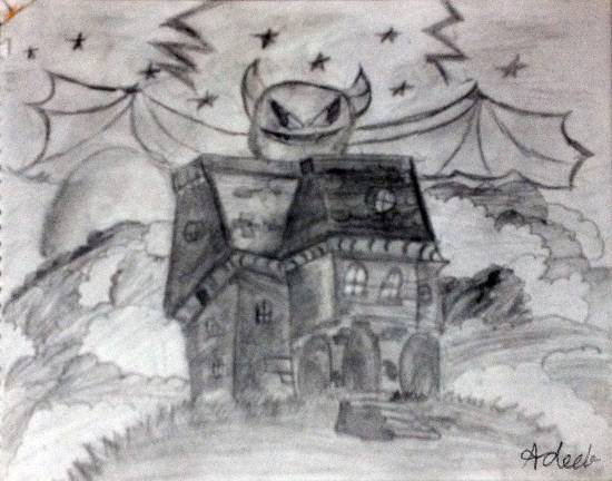 Painting by Adeeb Singh - Haunted House
