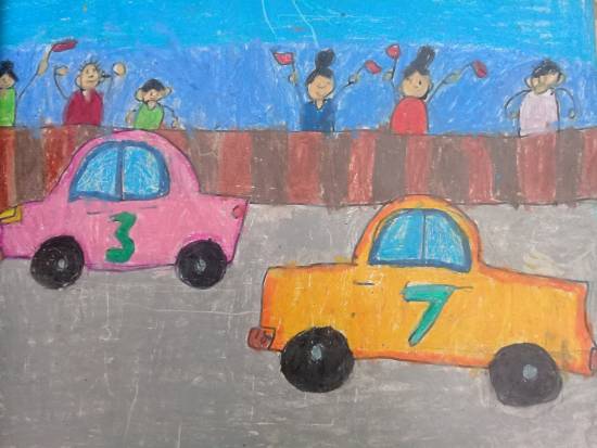 Painting by Heet Bagrecha - Car race