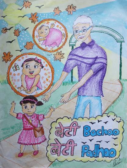 Painting by Advait Ravi Sapkal - Beti Bachao Beti Padhoo