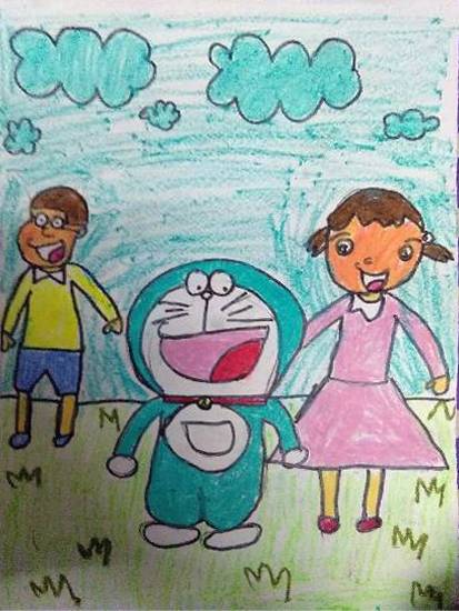 Painting by Anaya Bhola - Doraemon