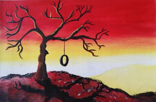 Painting by Manas Chawla - Setting Sun