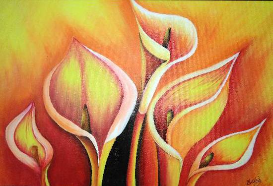 Painting by Manas Chawla - Warm Flowers