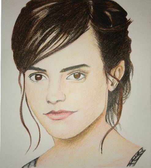 Painting by Manas Chawla - Portrait of Emma Watson