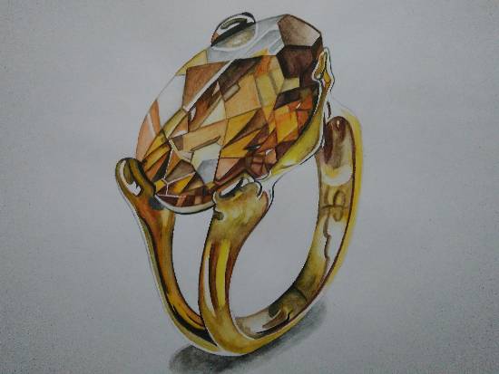 Painting by Manas Chawla - A Golden Topaz Ring