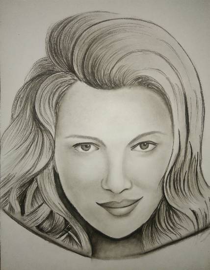 Painting by Manas Chawla - Portrait of Scarlett