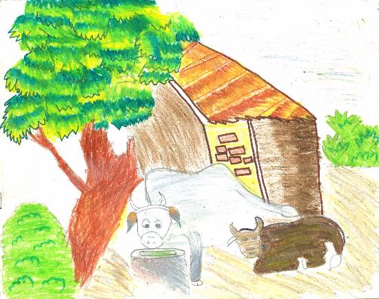 Painting by Sujata Gandhe - Cow