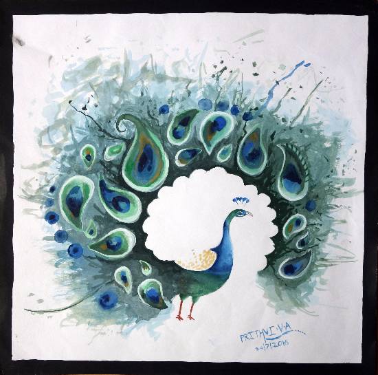 Painting by Prithvi Vinod Avaradi - Designer Peacock