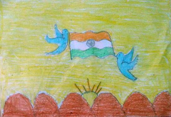 Painting by Amulya Alatagi - India flag
