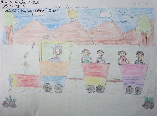 Painting by Anuska Muthal - Train Journey