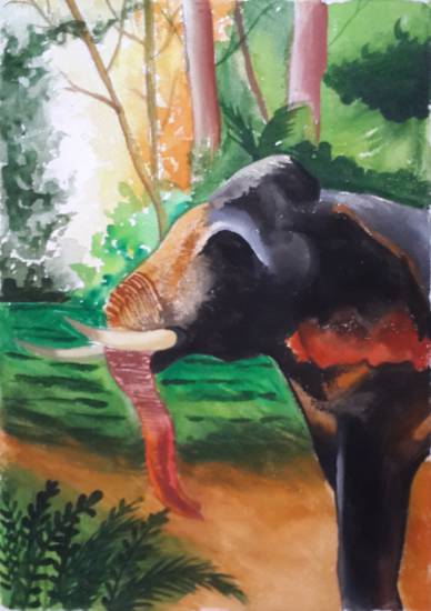 Painting by Avni Rastogi - Unannounced King of Jungle