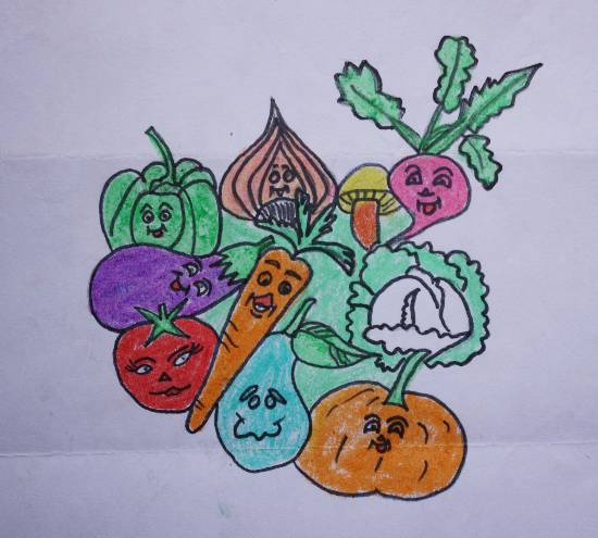 Paintings by S Aswatha - Vegetables