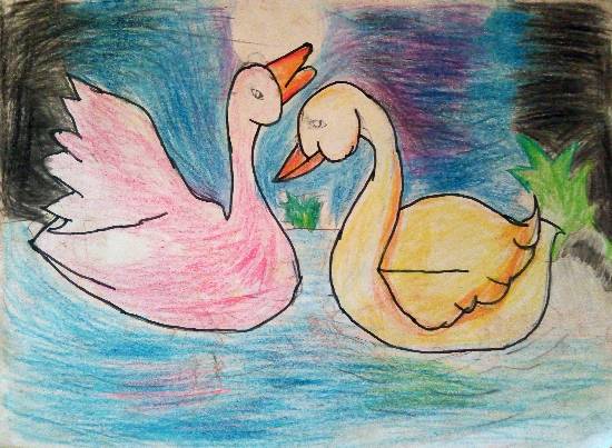 Painting by Saanvi Rajendra Kulkarni - Ducks