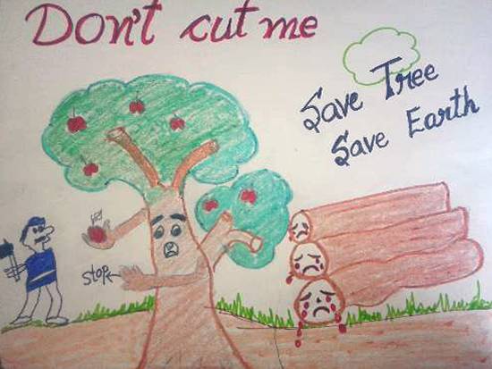 Painting by Satveer Singh - Save Trees