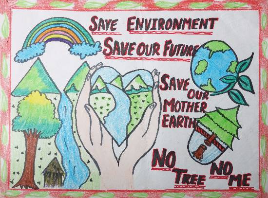 Painting by Sukhpreet Kaur - Save Trees