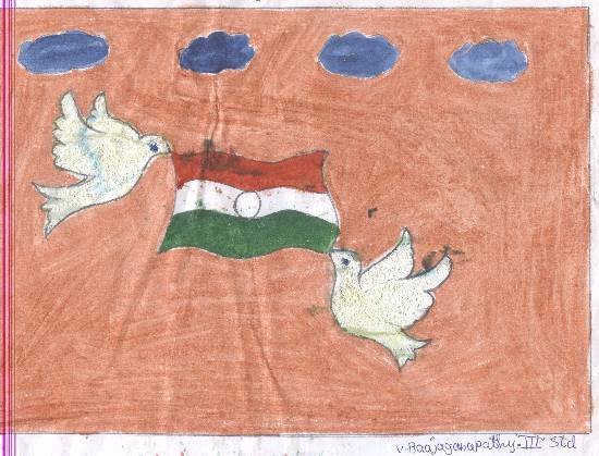 Painting by V Rajaganapathy - Our Flag