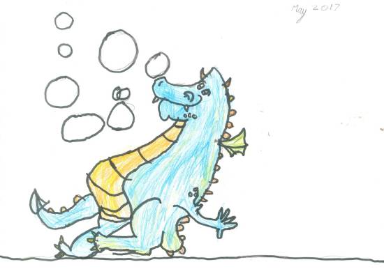 Painting by Deeksha Srineet - Bubble Blowing Dragon - From my Lovely Book