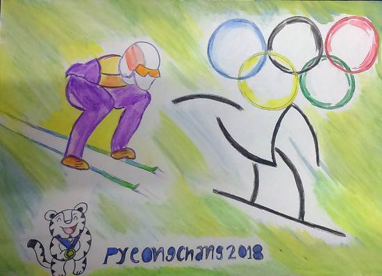 Painting by Divyam Narula - Pyeong chang topic 2018 Olympics