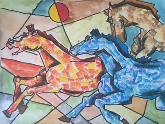 Painting by Mehek Aloke Isharani - Horses