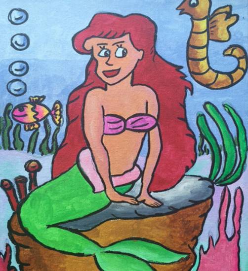 Painting by Mehek Aloke Isharani - Ariel - The Mermaid Princess