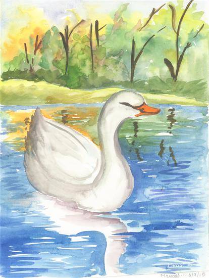 Painting by Mrunal Vijay Todkar - Swan
