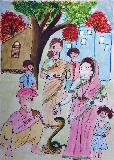 Painting by Rashmi Ramchandra Savadatti - Naga Panchami