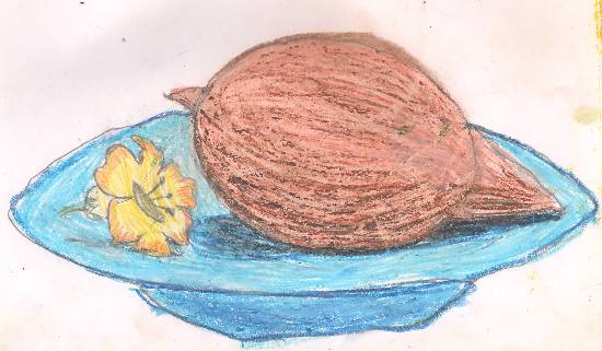 Painting by Swanandi Ananda Babrekar - Puja thali