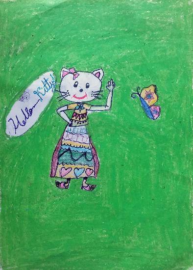 Painting by Swanandi Ananda Babrekar - Indian Hello Kitty