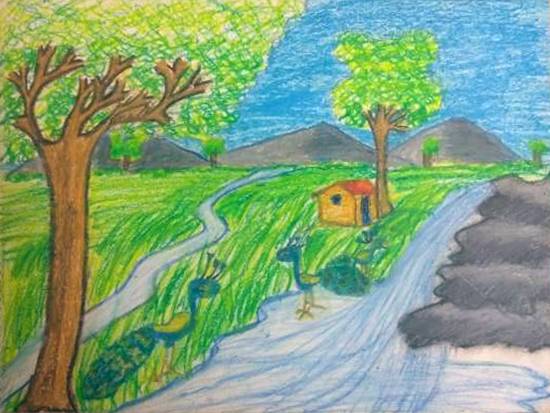 Painting by Toshani Mehra - Peacocks