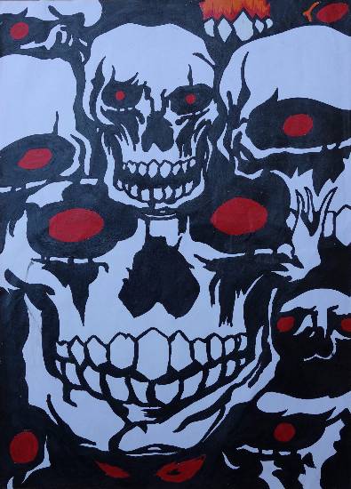 Painting by Lebaiso Chaitom - Skulls