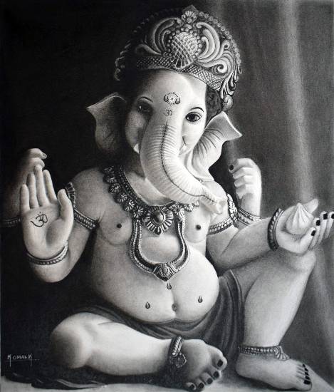Painting by Komal Ajay Kumthekar - Ganesha