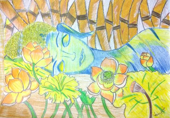 Painting by Nandini Sushant Jain - Sleeping Buddha