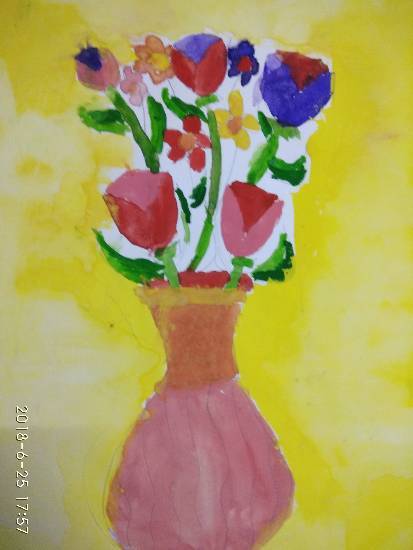Painting by Navya Harendra Mishra - Flower Pot