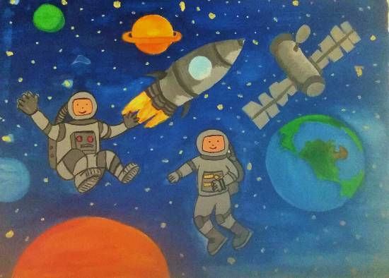 Painting by Ipsha Chiragra Chakrabarty - Outer space