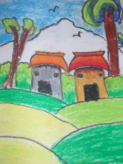 Painting by Nilesh Harendra Mishra - Huts