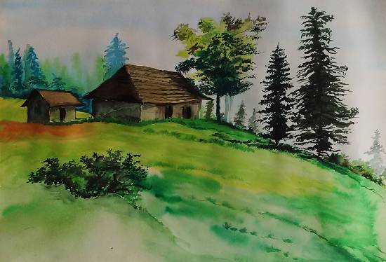 Paintings by Rakhi Chatterjee - Village Scene
