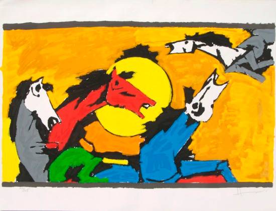 Paintings by M F Husain - Horse I